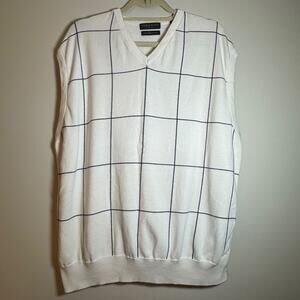 Lyle & Scott 100% Combed Cotton XL Men's Vest White & Black Check Pattern Preppy